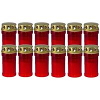 Trend Candles 12x Rode grafkaarsen/gedenklichten met deksel 7 x 14cm 2,5 dag Rood