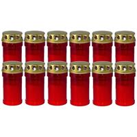 Trend Candles 12x Rode grafkaarsen/gedenklichten met deksel 7 x 14cm 2,5 dag Rood