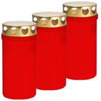 Trend Candles 3x Rode grafkaarsen/gedenklichten met deksel 6 x 12,6 cm 2 dagen Rood