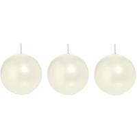 Trend Candles 3x Ivoorwitte bolkaarsen 8 cm 25 branduren Wit