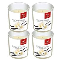 Trend Candles 4x Geurkaarsen vanille in glazen houder 25 branduren Wit