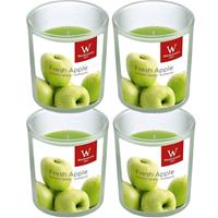 Trend Candles 4x Geurkaarsen appel in glazen houder 25 branduren Groen