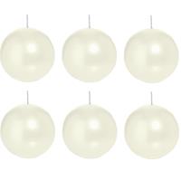 Trend Candles 6x Ivoorwitte bolkaarsen 7 cm 66 branduren Wit