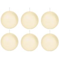 Trend Candles 6x Cremewitte bolkaarsen 7 cm 66 branduren Wit