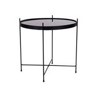 Artichok Liliana bijzettafel - Glazen tafelblad - H48 x Ø48 cm - Zwart