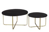 Brix Salontafel Levi Set van 2, Zwart/Brass
