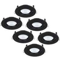 Hoftronic Set van 6 stuks zwarte dimbare LED inbouwspots Oslo 5 Watt kantelbaar