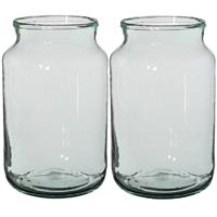 2x Cilinder vaas / bloemenvaas transparant glas 30 x 18 cm Transparant