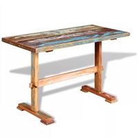 vidaXL Eettafel op voet massief gerecycled hout 120x58x78 cm