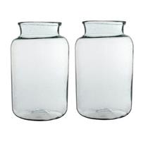 2x Cilinder vaas / bloemenvaas transparant glas 40 x 23 cm Transparant