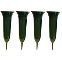 4x Groene kunststof grafvazen 37 cm Groen