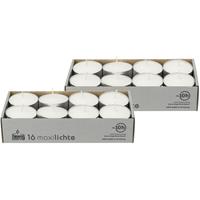 Enlightening Candles 32x Witte maxi theelichtjes/waxinelichtjes 10 branduren Wit