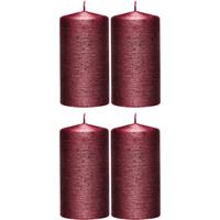 Enlightening Candles 4x Rode cilinderkaarsen/stompkaarsen 7 x 13 cm 25 branduren Rood