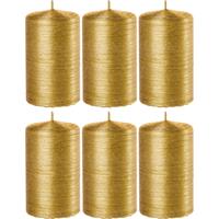 Trend Candles 6x Gouden cilinderkaarsen/stompkaarsen 6 x 10 cm 25 branduren Goudkleurig