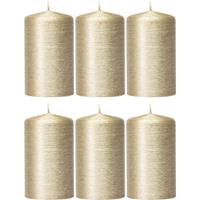 Enlightening Candles 6x Creme gouden cilinderkaarse/stompkaars 6 x 10 cm 25 branduren Goudkleurig