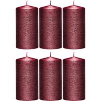 Enlightening Candles 6x Rode cilinderkaarsen/stompkaarsen 7 x 13 cm 25 branduren Rood