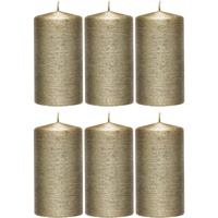 Enlightening Candles 6x Creme gouden cilinderkaars/stompkaars 7 x 13 cm 25 branduren Goudkleurig