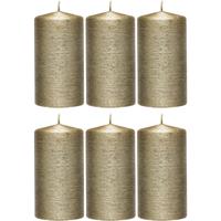 Enlightening Candles 6x Creme gouden cilinderkaars/stompkaars 7 x 13 cm 25 branduren Goudkleurig