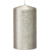 Trend Candles 1x Zilveren cilinderkaars/stompkaars 7 x 13 cm 25 branduren Zilver