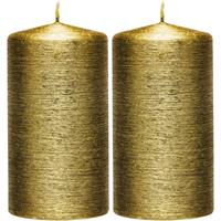 Enlightening Candles 2x Gouden cilinderkaarsen/stompkaarsen 7 x 13 cm 25 branduren Goudkleurig