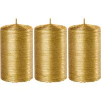 Trend Candles 3x Gouden cilinderkaarsen/stompkaarsen 6 x 10 cm 25 branduren Goudkleurig
