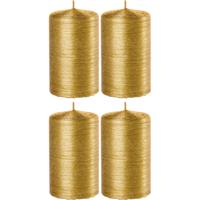 Trend Candles 4x Gouden cilinderkaarsen/stompkaarsen 6 x 10 cm 25 branduren Goudkleurig