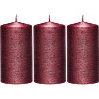 Enlightening Candles 3x Rode cilinderkaarsen/stompkaarsen 7 x 13 cm 25 branduren Rood