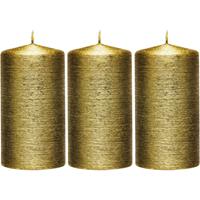 Enlightening Candles 3x Gouden cilinderkaarsen/stompkaarsen 7 x 13 cm 25 branduren Goudkleurig