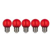 Bailey 5x Kogellamp Rood LED Filament 0,6W Grote fitting E27 Plastic