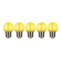 Bailey 5x Kogellamp Geel LED Filament 0,6W Grote fitting E27 Plastic