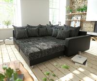 DELIFE Ecksofa Clovis Schwarz modular Hocker Armlehne Ottomane Rechts, Design Ecksofas, Couch Loft, Modulsofa, modular