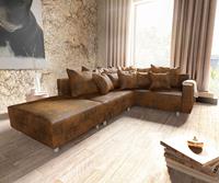DELIFE Ecksofa Clovis Braun Antik Optik modular Hocker Armlehne Ottomane Rechts, Design Ecksofas, Couch Loft, Modulsofa, modular