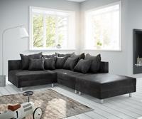 DELIFE Ecksofa Clovis Anthrazit Antik Optik Modular Hocker Ottomane Rechts