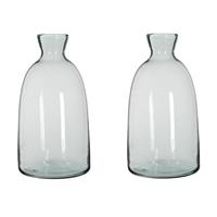 Mica Decorations 2x Fles vazen Florine 22 x 44 cm transparant gerecycled glas Transparant