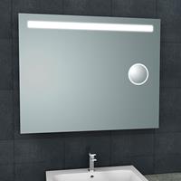 Douche Concurrent Badkamerspiegel Tigers Rechthoek 100x80cm met Geïntegreerde LED Verlichting en Scheerspiegel