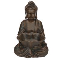 Zittend Boeddha beeld zwart 30 cm Zwart