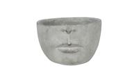 Clayre & Eef Bloempot 24*23*15 cm Grijs Steen Rond Gezicht 6TE0295