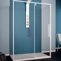 Lacus Douchecabine  Murano 140 cm Helder Glas Met Klapdeur Aluminium Profiel Wit (2 Zijwanden)