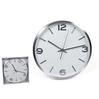 Gerimport Ronde Aluminium Wandklok/klok Diameter 30 cm Wit & Zilver