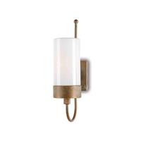 Moretti Buitenwandlamp Silindar 3356, messing antiek/opaal