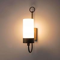 Moretti Buitenwandlamp Silindar 3355, messing antiek/opaal