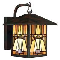 QUOIZEL Buitenwandlamp Inglenook, bont glas, H 31,4 cm