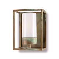 Moretti Buitenwandlamp Cubic³ 3366 messing antiek/opaal