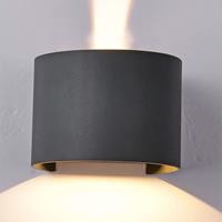 Mantra LED buitenwandlamp Davos rond, donkergrijs