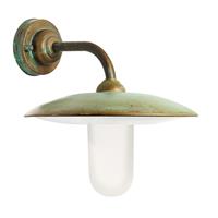 Moretti Buitenwandlamp Casale, antiek-koper glas opaal