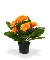 Gerbera kunstplant in pot 30cm - oranje