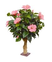 Hibiscus kunstplant 65 cm op voet cerise