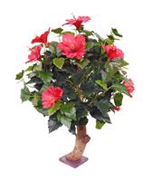 Hibiscus kunstplant 65 cm op voet rood