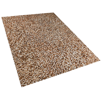 Beliani Vloerkleed leer bruin/beige 160 x 230 cm TORUL