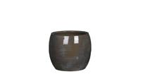 Edelman Montfoort Mica Decorations lester ronde pot donkergrijs maat in cm: 18 x 20 GRIJS